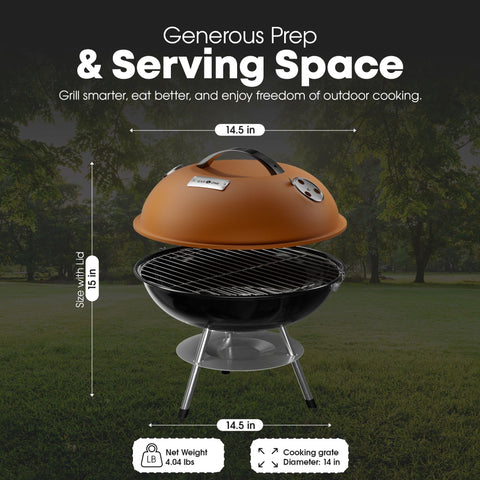 Gas One thermometer inside lid for quick heat monitoring during grilling
