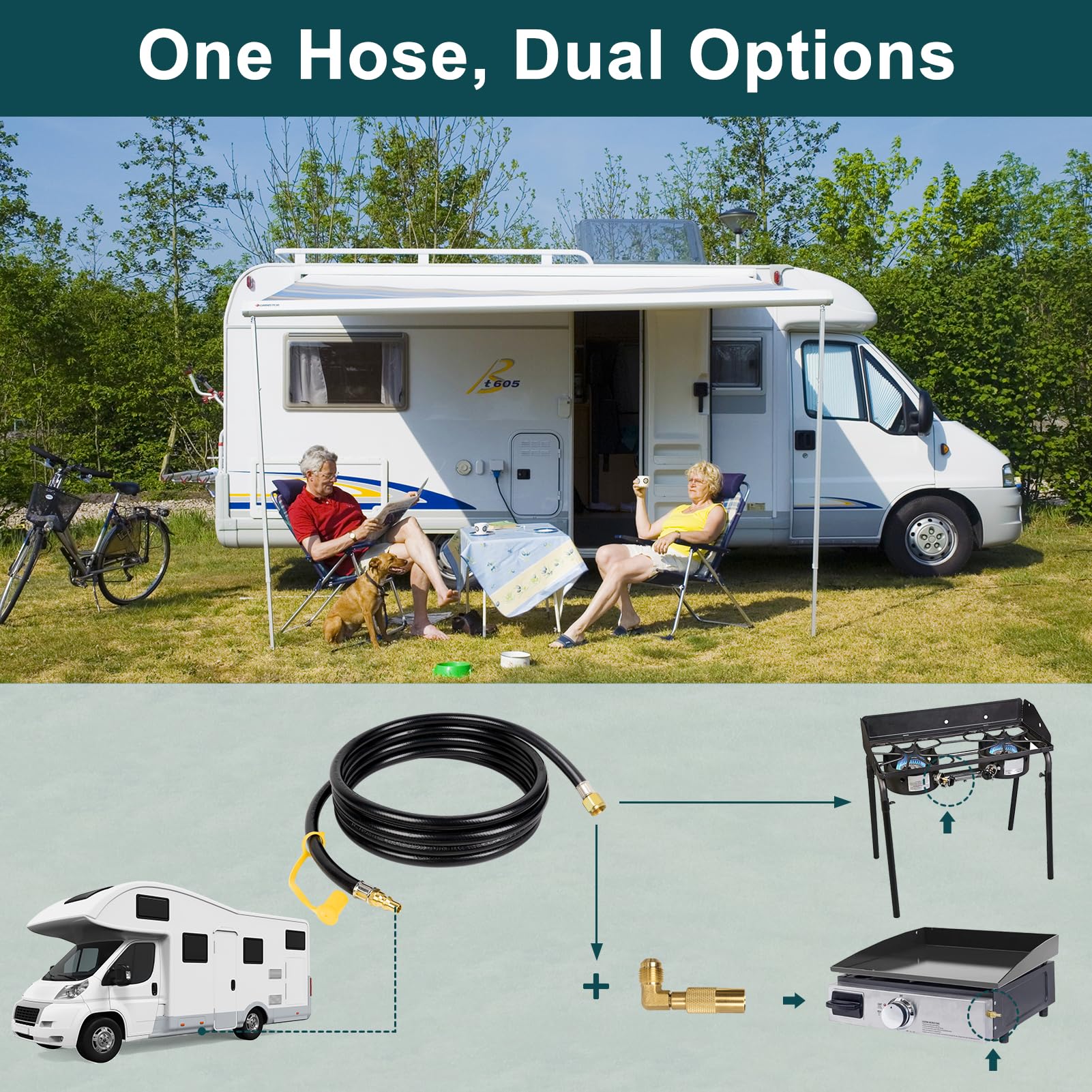 GASPRO 12-foot flexible hose for versatile campsite layouts