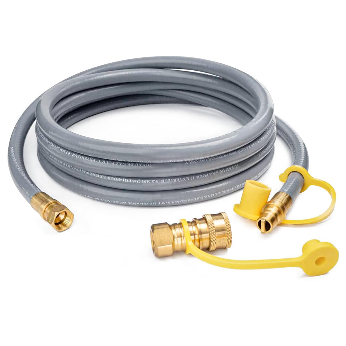 GasPro 12 ft natural gas hose with quick-connect for easy grill setup.