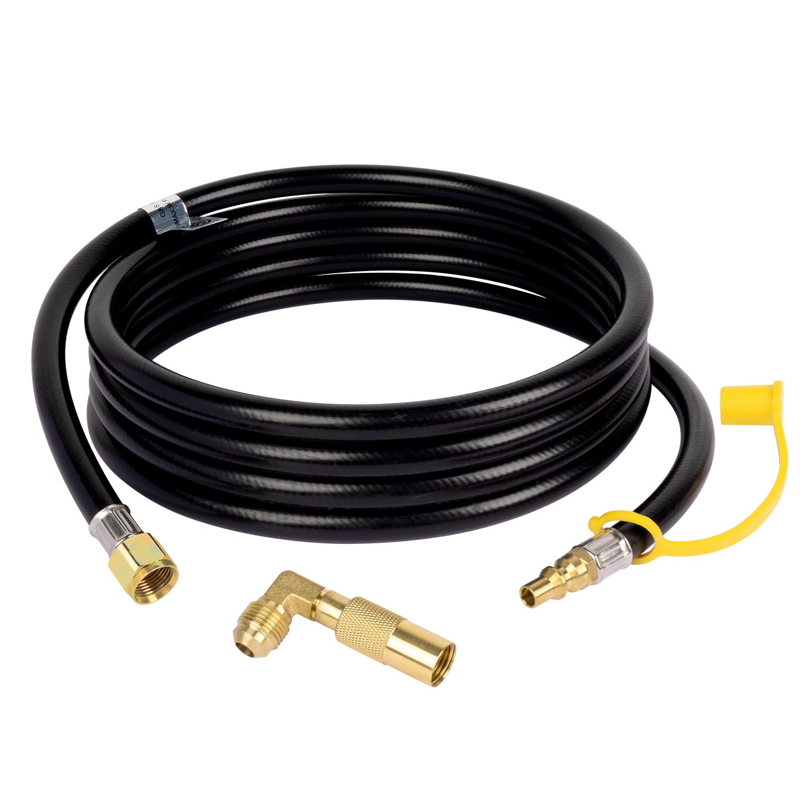 GASPRO 12ft RV hose with elbow adapter for secure outdoor cooking connections