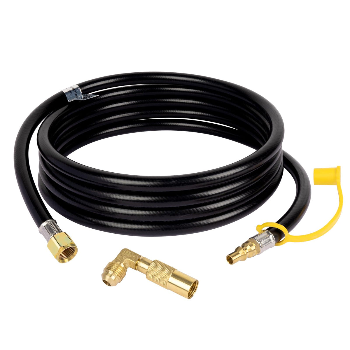 GASPRO 12ft RV hose with elbow adapter for secure outdoor cooking connections