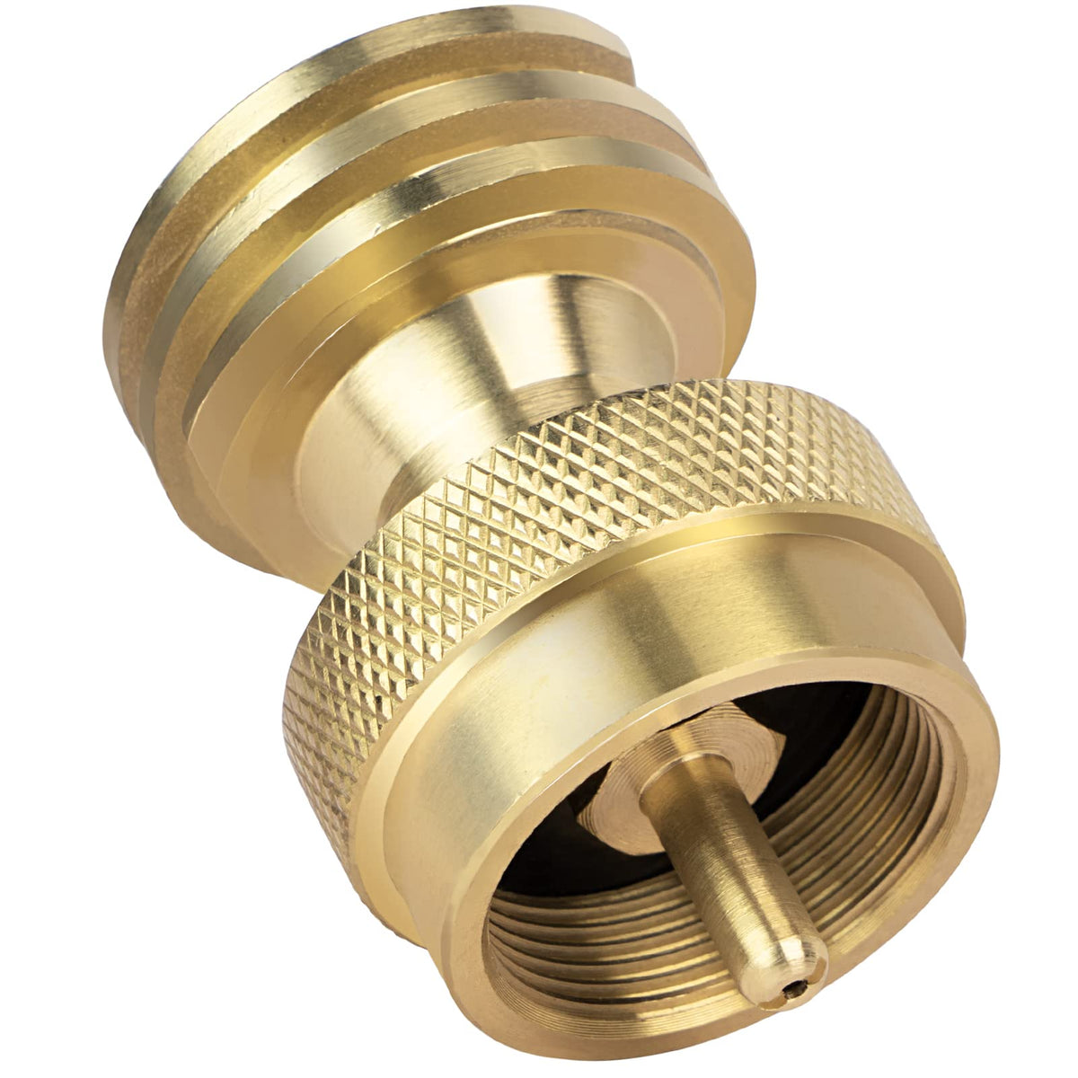 GasPro 1lb tank adapter connects securely to standard cylinders for portable grilling.