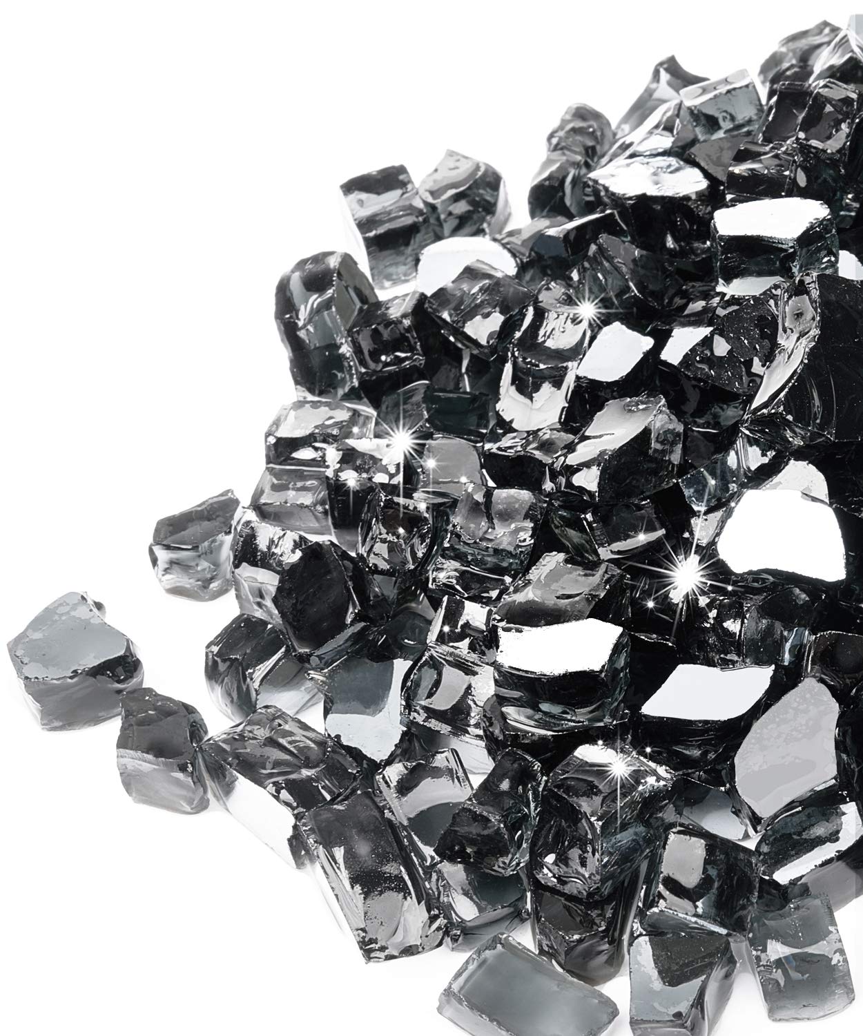 GASPRO black fire glass with 1/2-inch facets for reflective pit ambience