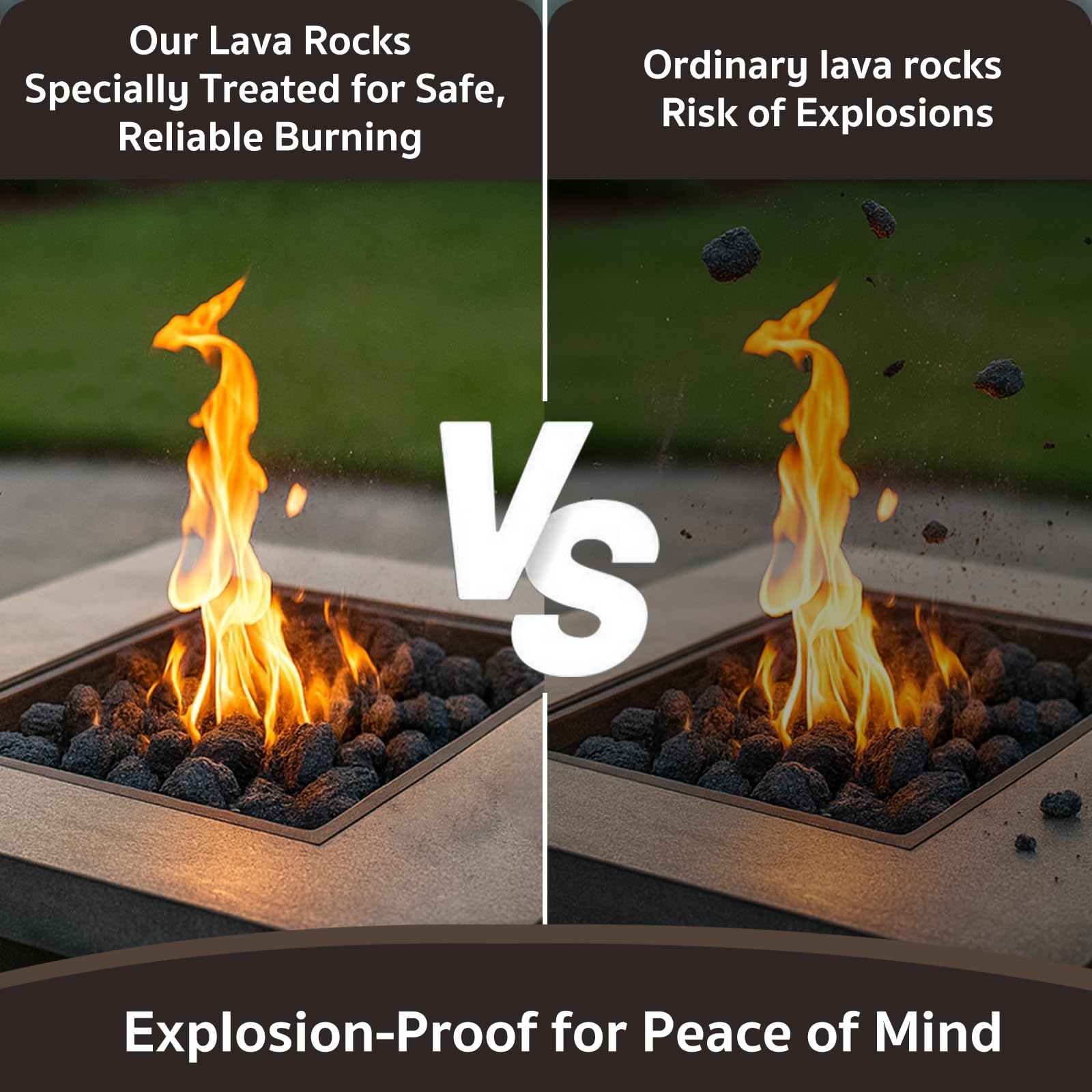 GASPRO black lava rocks close-up showing durable heat-safe surface