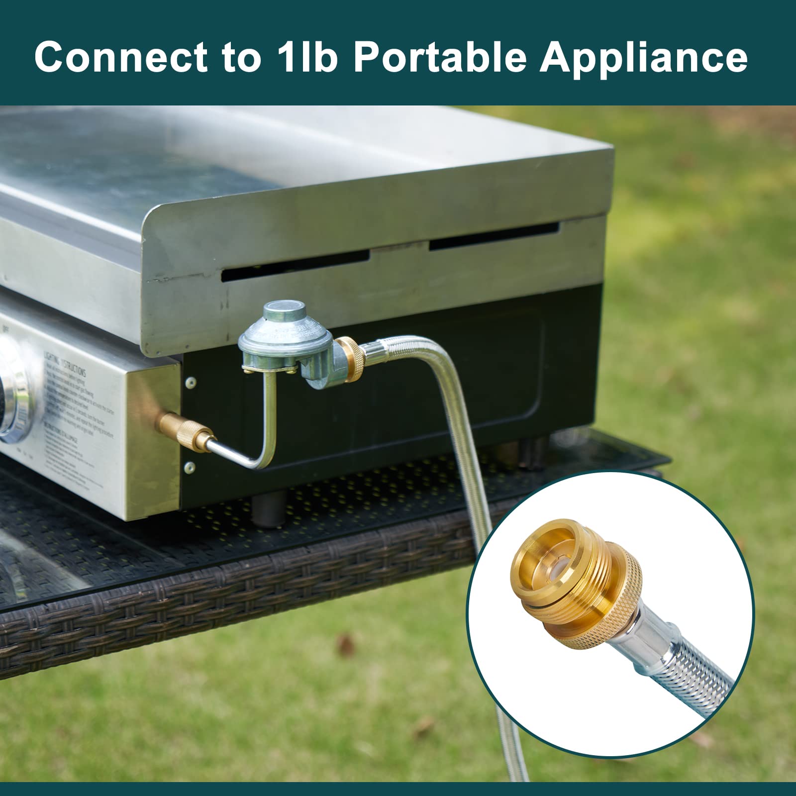 GasPro brass connector with QCC-1 ensures a secure fit on cylinders.