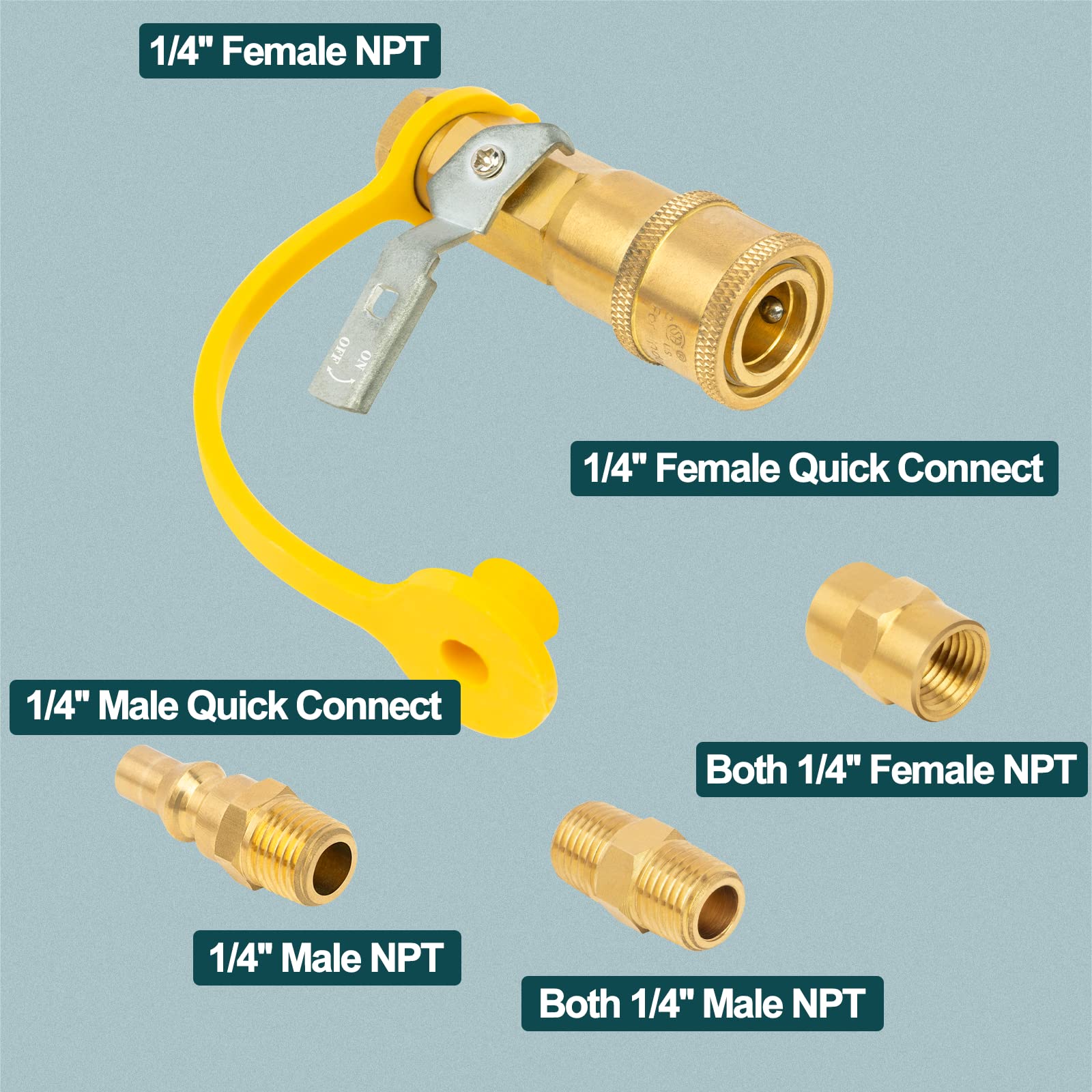 GasPro brass propane quick-connect with shutoff valve for safe, controlled gas flow.