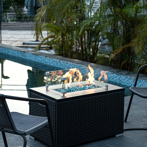 GASPRO Caribbean blue gem-like fire glass adds ambiance