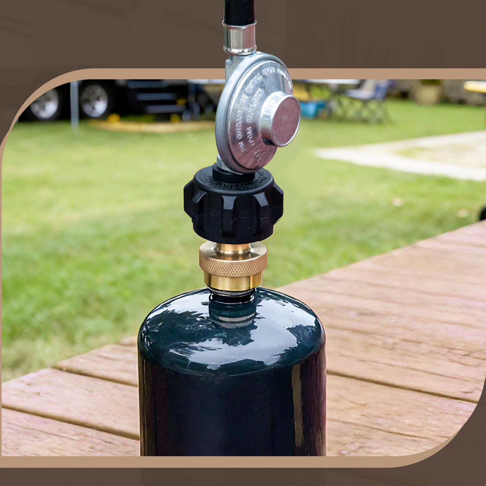 GasPro easy installation illustration showing simple hook-up to propane appliances.