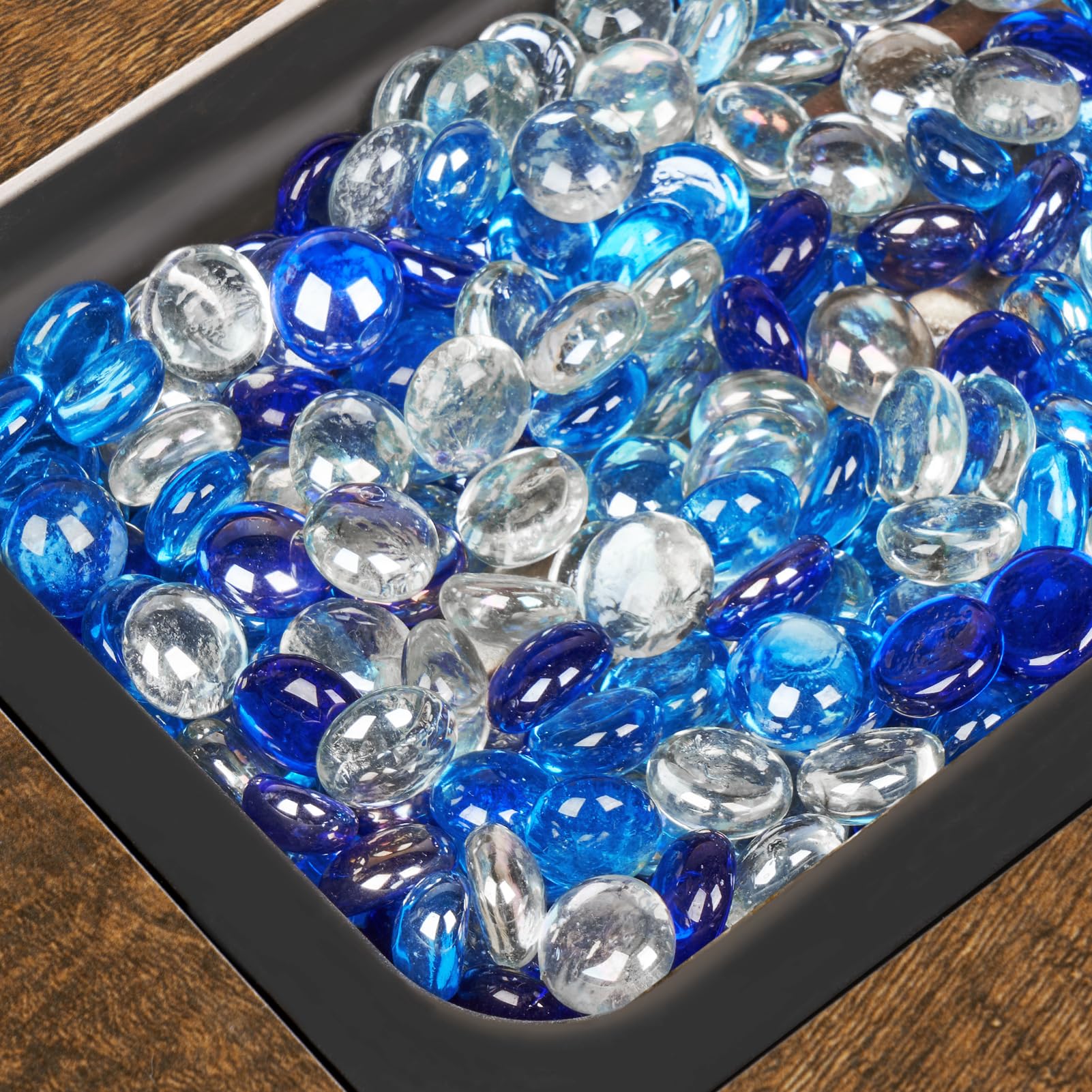 GASPRO fire glass beads brighten fireplaces and fire tables for ambience.