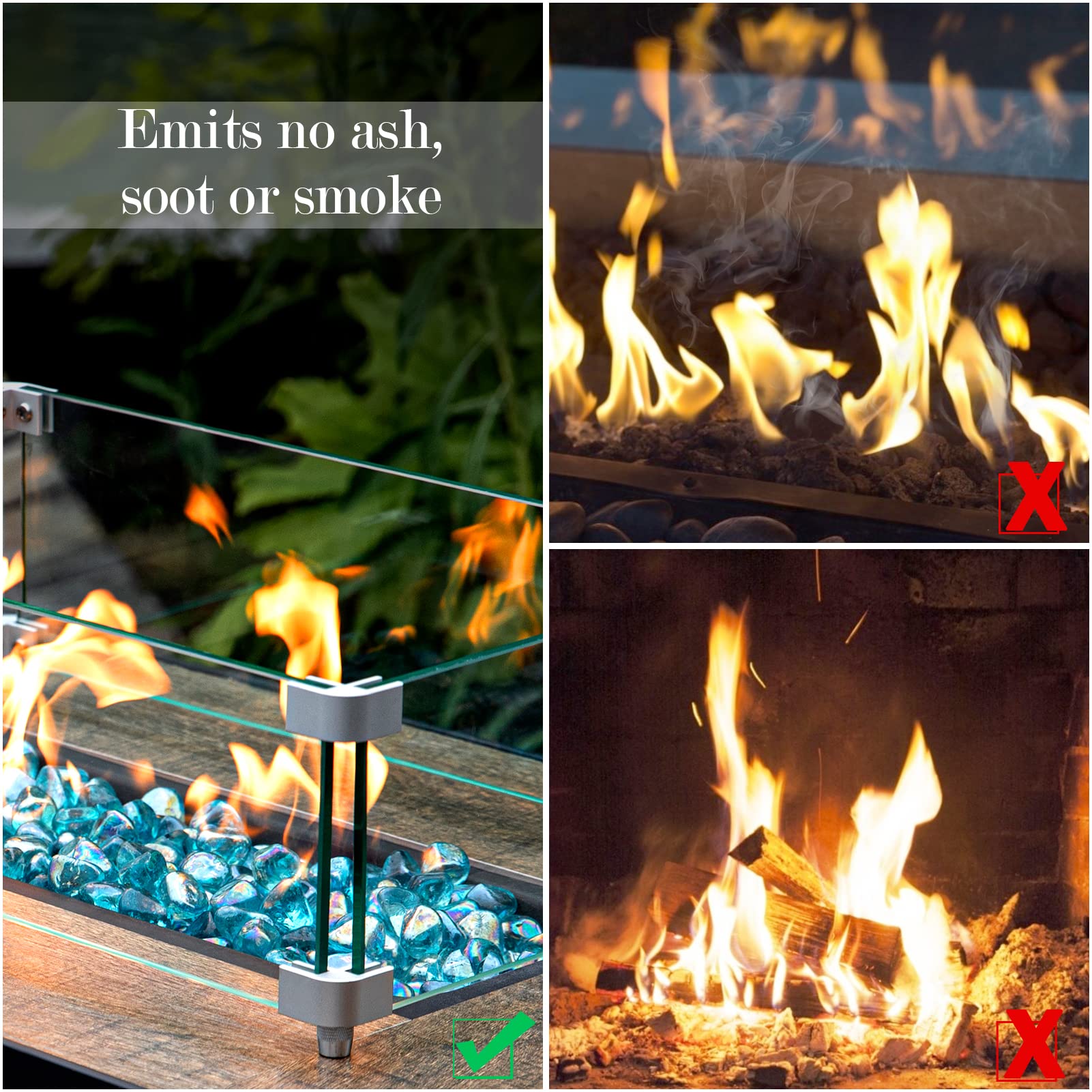 GASPRO fire pit glass diamonds cover floor and hide pipes