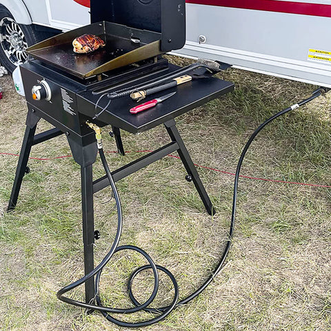 GASPRO hose used with a portable fire pit and Outland Fire Bowl.