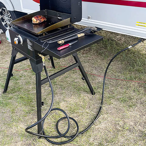 GASPRO 18-foot propane hose for safe, convenient RV camping cooking.