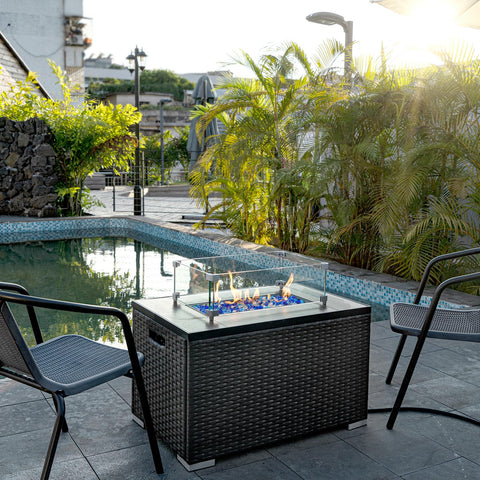 GASPRO propane fire pit glass installation demonstrates quick, clean setup