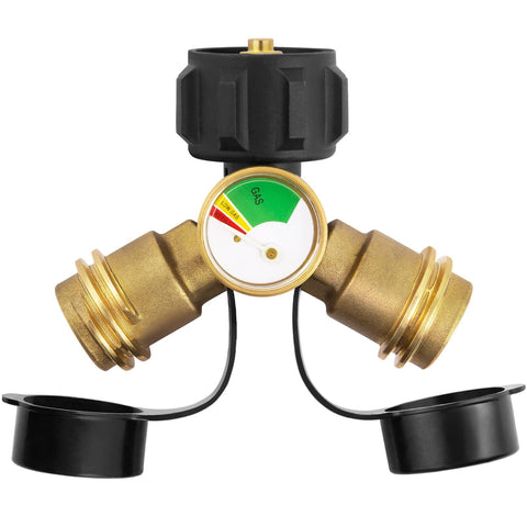 GASPRO propane splitter with gauge clearly shows fuel level for planning.