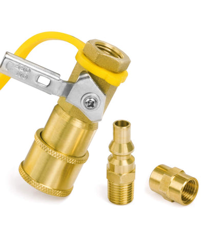 GASPRO quarter-inch quick-connect kit with dust cap protects fittings during transport