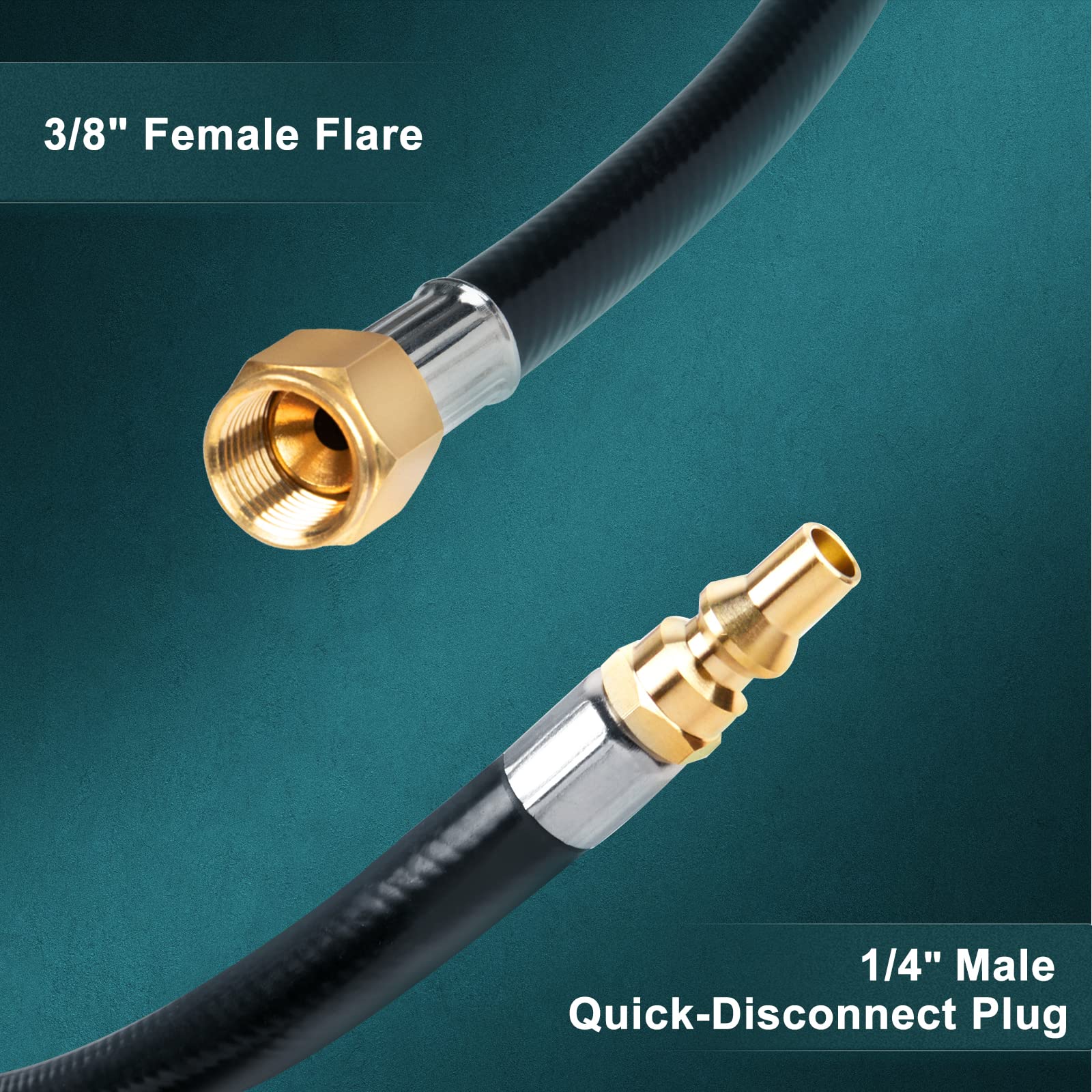 GASPRO 1/4-inch male quick-connect end for rapid attachment to RV systems.