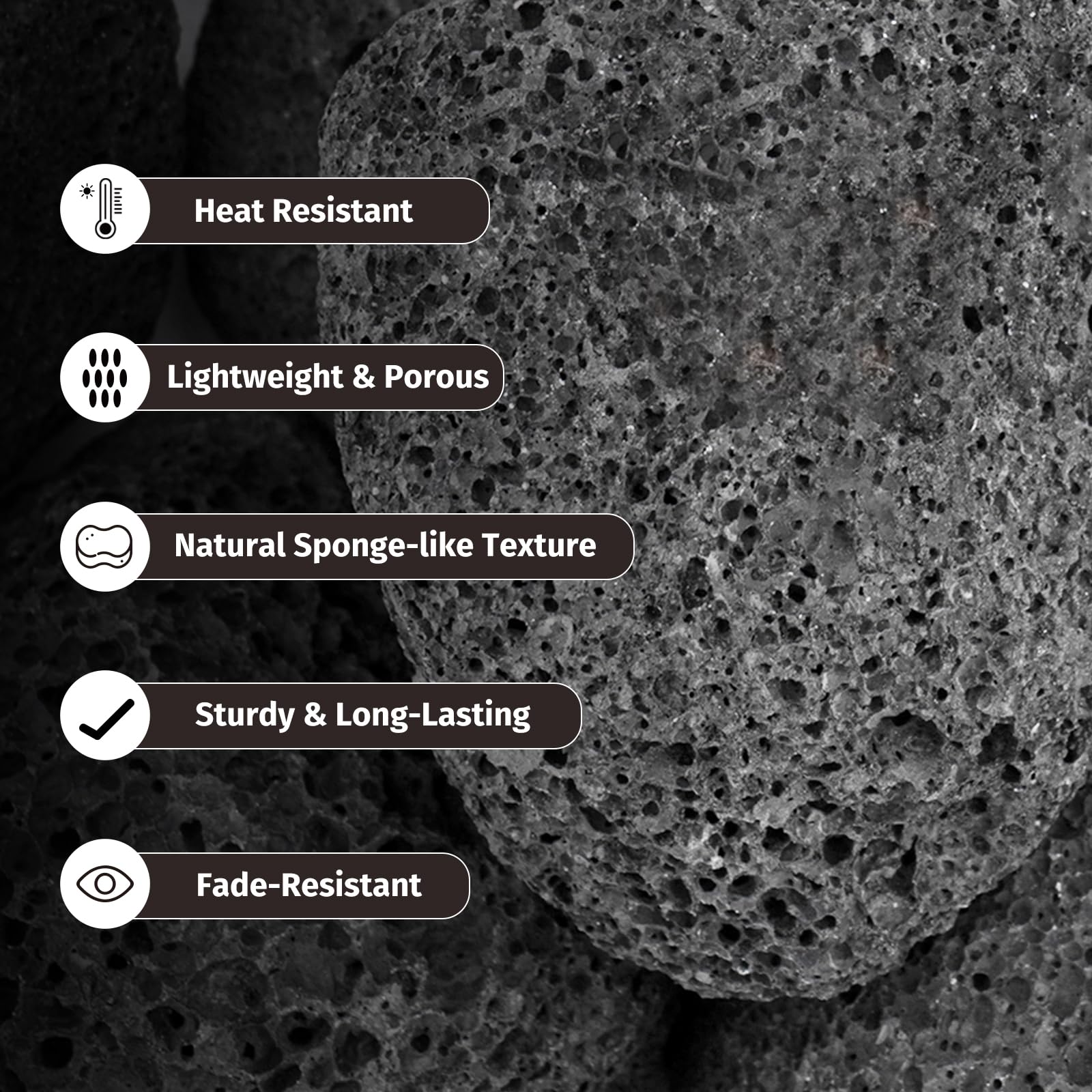 GASPRO safety-treated lava rocks resist cracking during flames