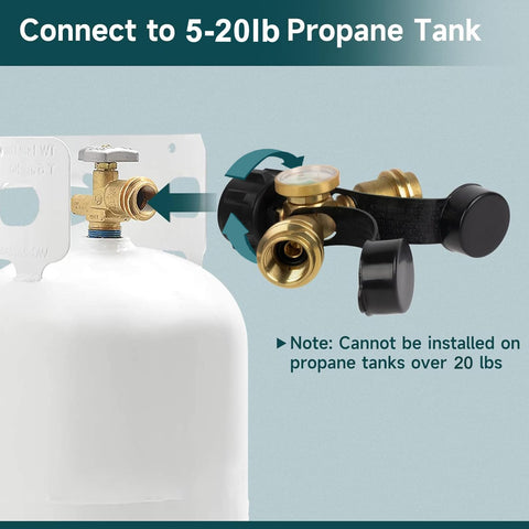 GASPRO splitter connected to grill demonstrates convenient dual-use capability.