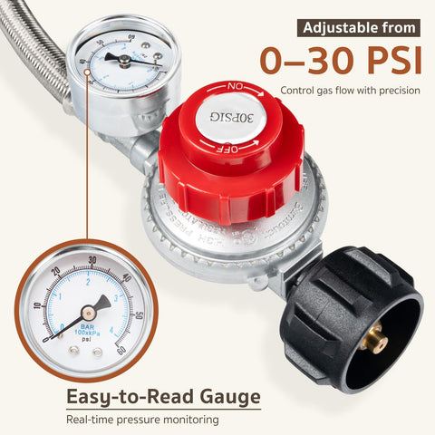 GASPRO stainless braided hose connection shows durable outdoor performance