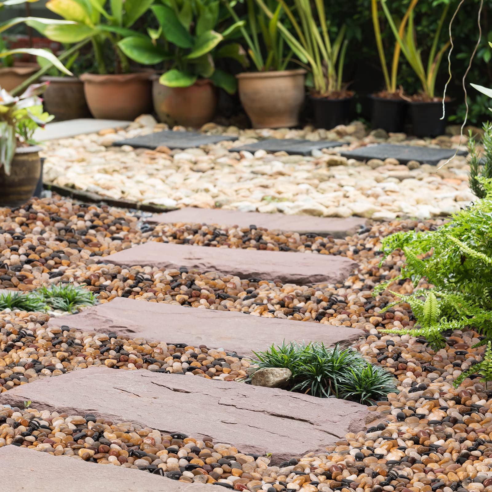 GasPro stones cover soil and improve drainage while enhancing overall planter aesthetics.