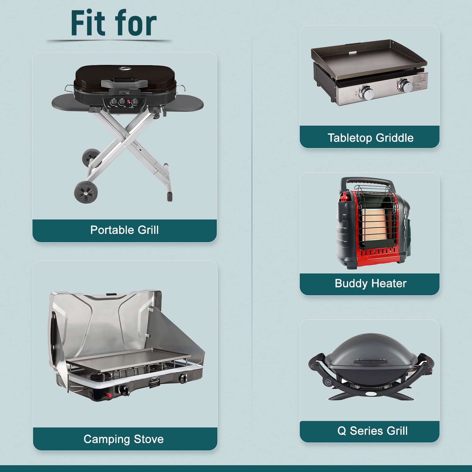 GasPro Weber Q compatibility for quick tabletop grilling.