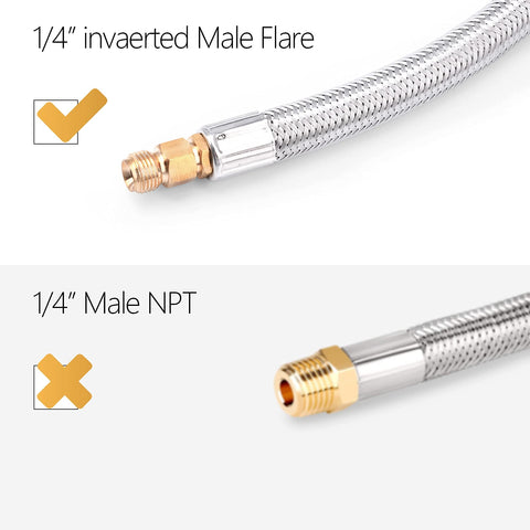GasSaf 1/4-inch inverted flare connection secures a reliable RV propane hookup.