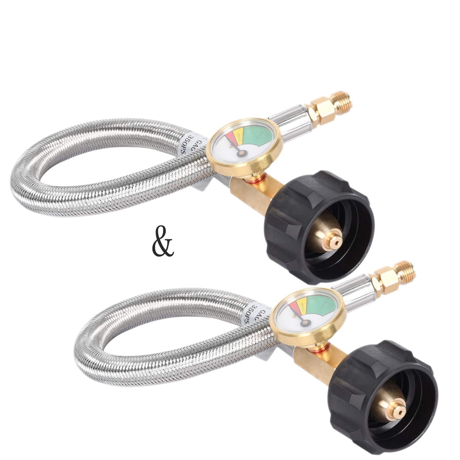 GasSaf 12 inch RV propane hose with gauge for quick status checks during outdoor cooking