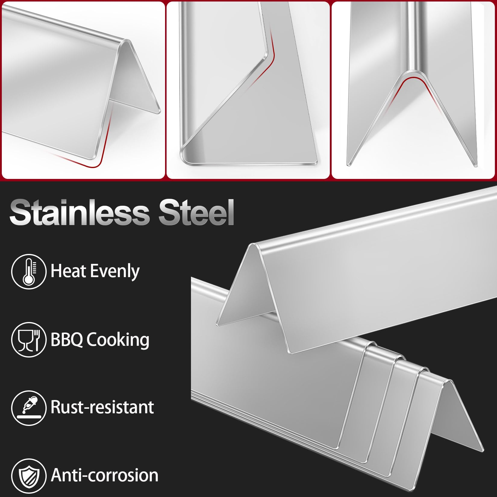 GasSaf stainless steel flavorizer bars, durable and corrosion-resistant for outdoor grilling.