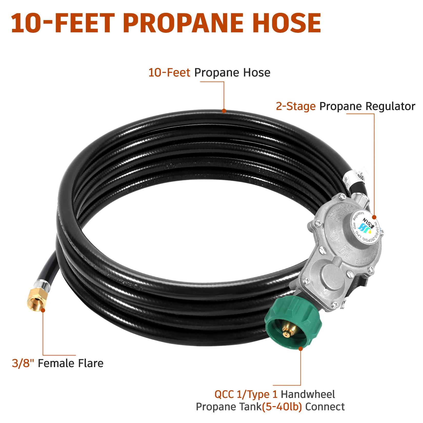 GasSaf 3/8 flare nut end for secure propane connections.