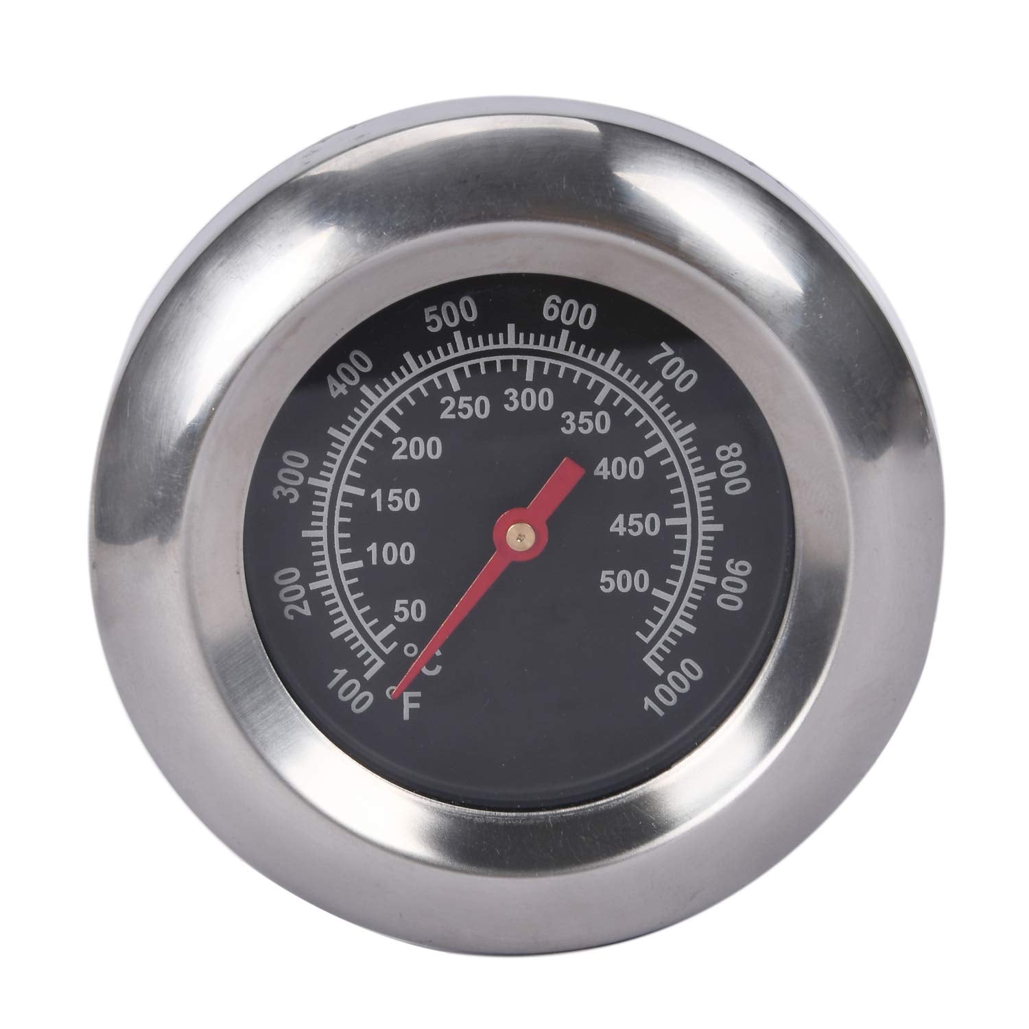 GasSaf 3-inch thermometer face in stainless steel for precise grilling.