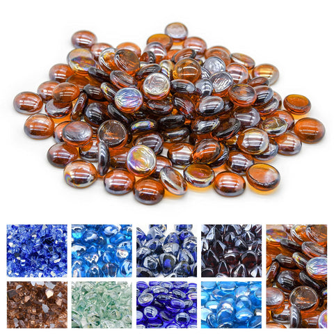 GasSaf Amber Luster fire glass drops illuminate indoor fire pits with jewel-like glow.