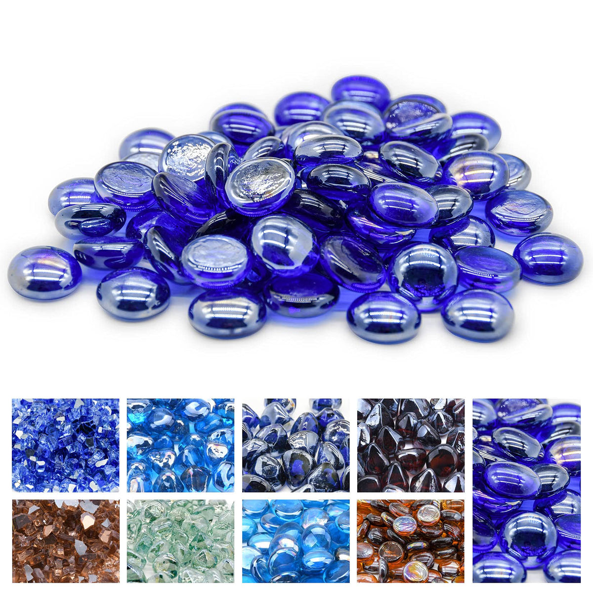 GasSaf blue fire glass beads add vivid cobalt ambiance to outdoor fire pits