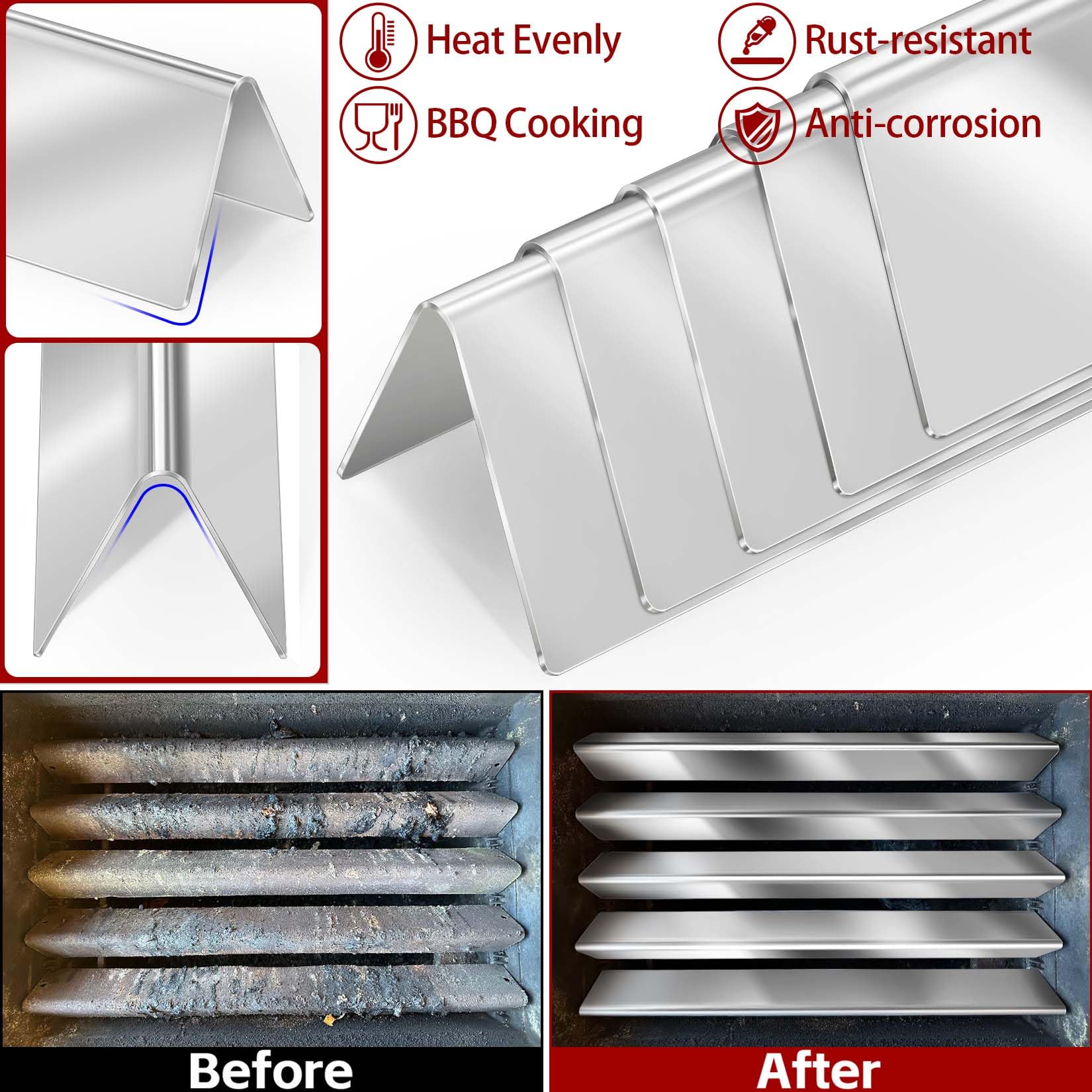 GasSaf 24.5-inch bars provide even heating to improve grill results during family cookouts