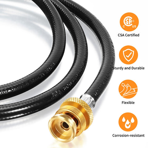 GasSaf CSA-certified hose with excess-flow safety shutoff for added protection.