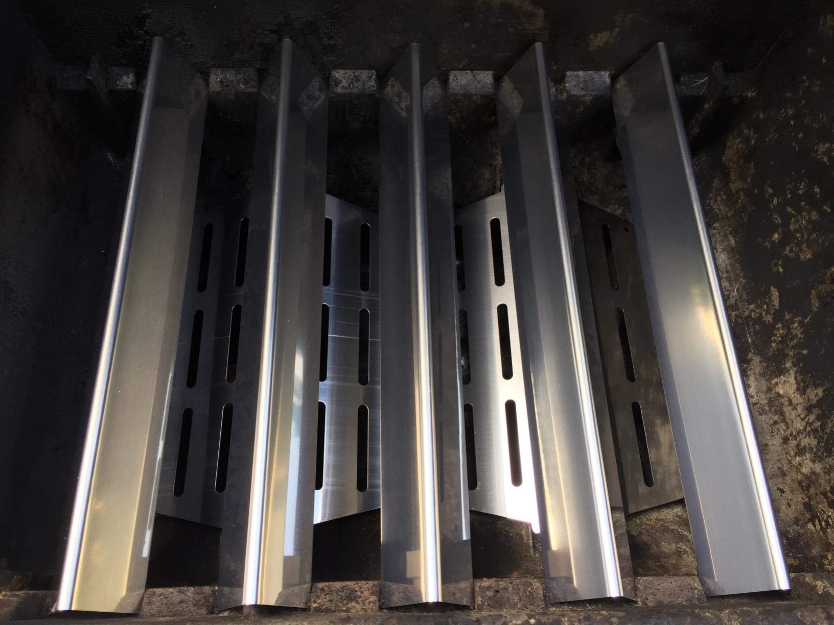 GasSaf flavorizer bars ready for installation on Weber Genesis 300 front panel