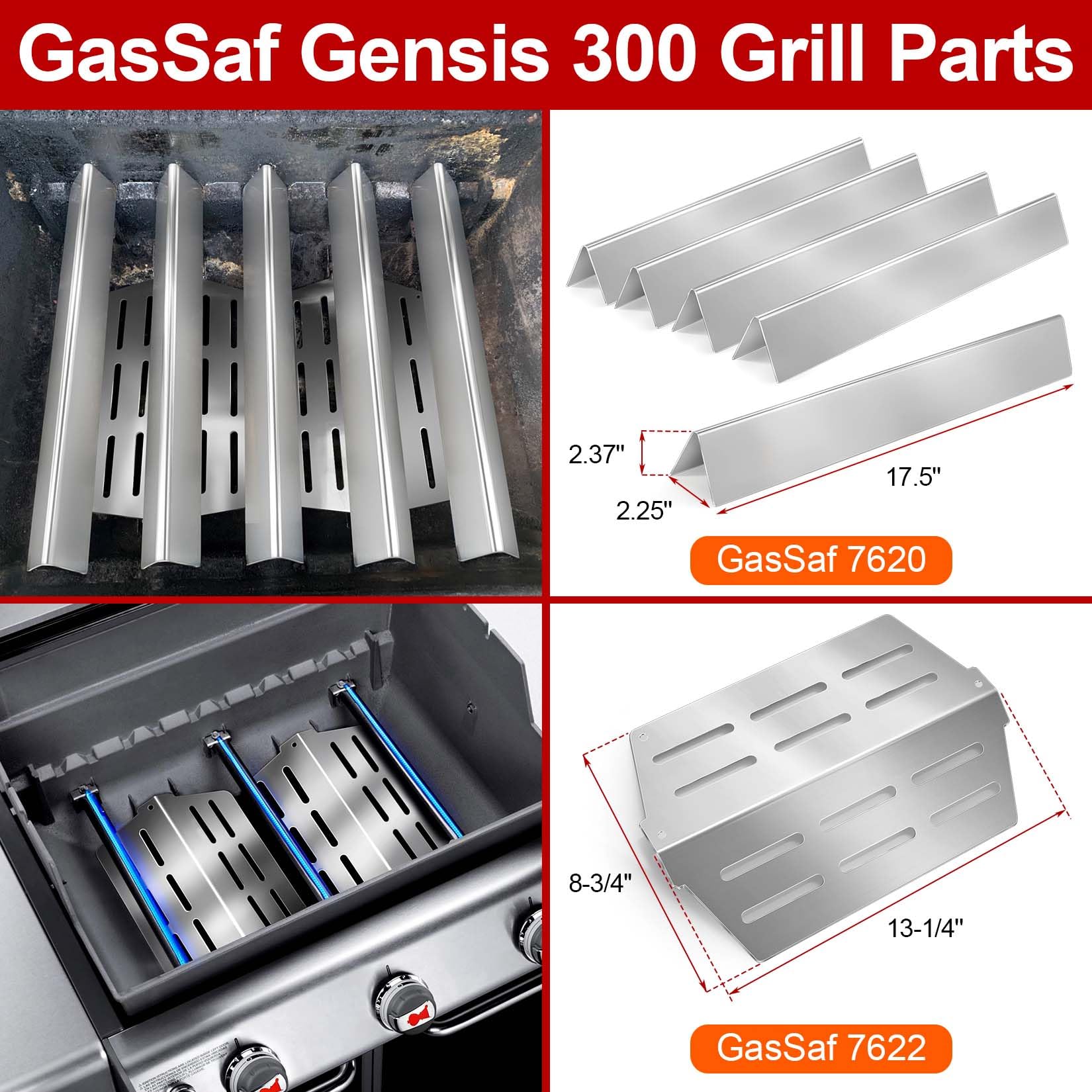 GasSaf heat deflector, 13.25 by 8.75 inches, shields burners and channels drips