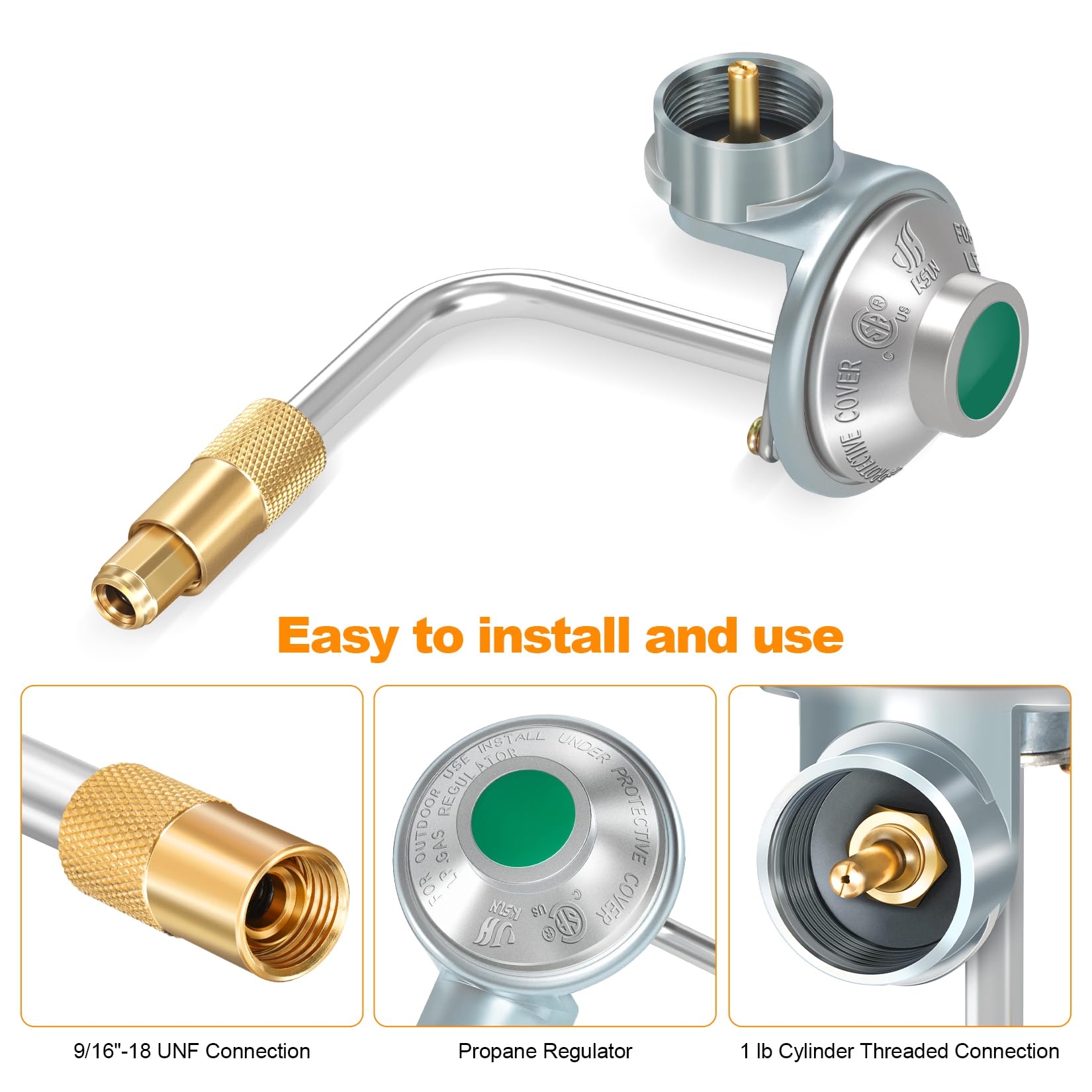 Close-up of GasSaf regulator knob for precise temperature control.