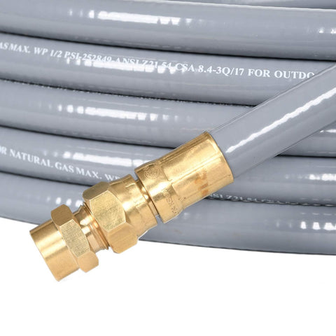 GasSaf outdoor gas hose enabling safe connection to low-pressure supply.