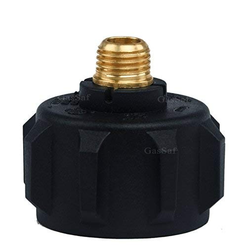 GasSaf QCC1 adapter with tank demonstrates excess-flow safety feature