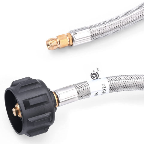 GasSaf stainless steel braid shields against heat and abrasion.