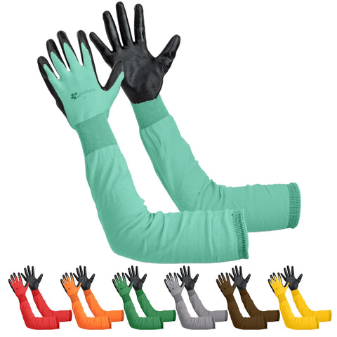 Gastody long garden gloves with extended cuff protecting forearms during pruning