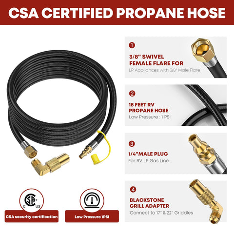 GasXpert 3-layer hose design offers durability and weather resistance in camp settings.
