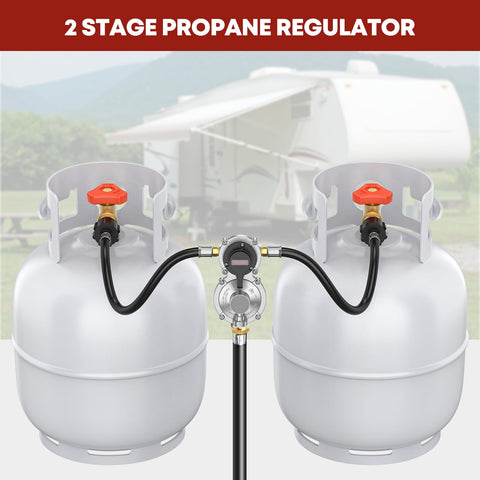 Easy, tool-free installation for RV two-stage regulators