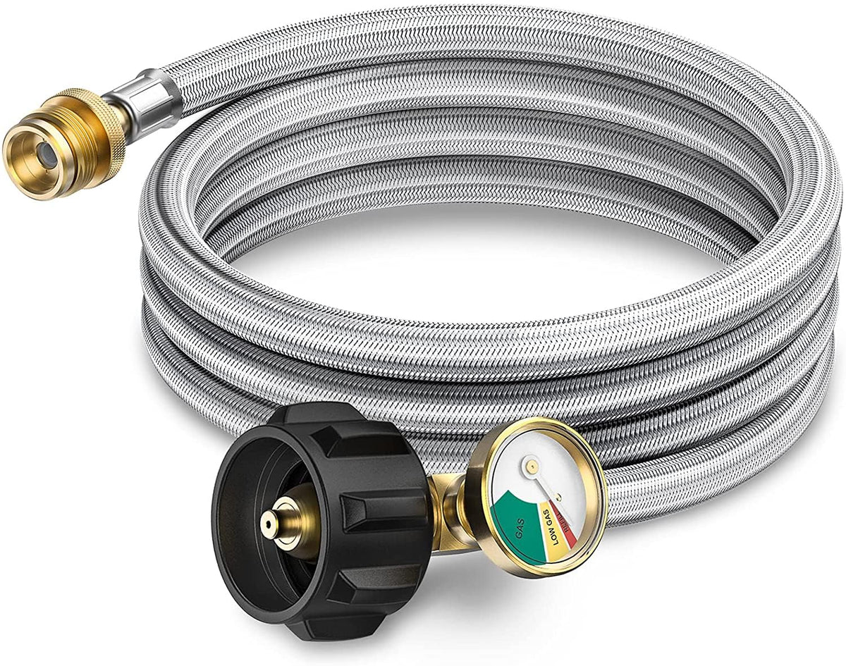 GasXpert Pros 6ft hose with gauge for 1lb to 20lb propane connections