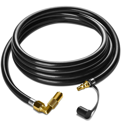 GasXpert 12ft RV propane hose with quick-connect plug for simple appliance hookup