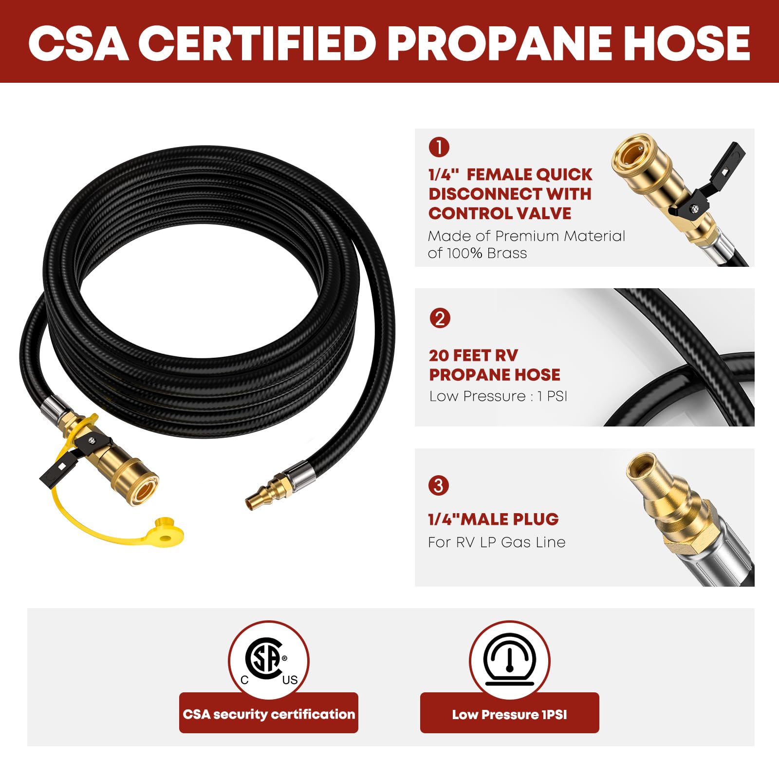 GasXpert RV to grill propane hose connection, stable and easy to attach.