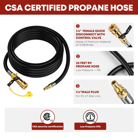 GasXpert RV to grill propane hose connection, stable and easy to attach.