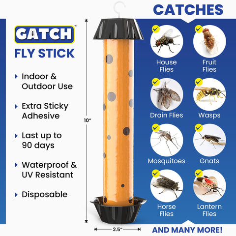 GATCH adhesive close-up showing strong grip on flying insects.