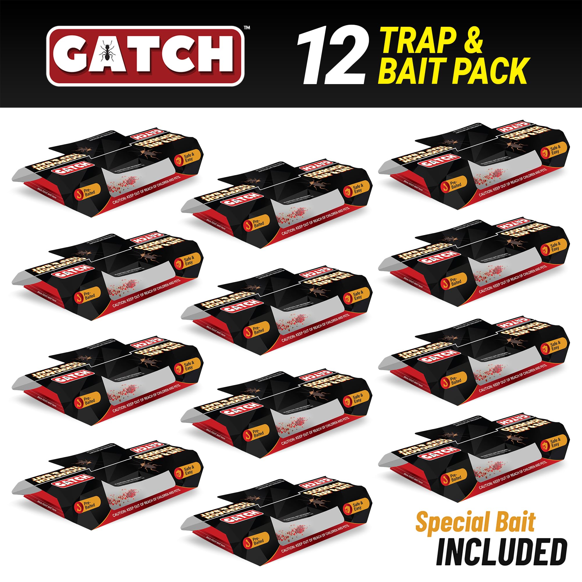 GATCH Roach Traps bait pouch in trap illustrates easy setup.