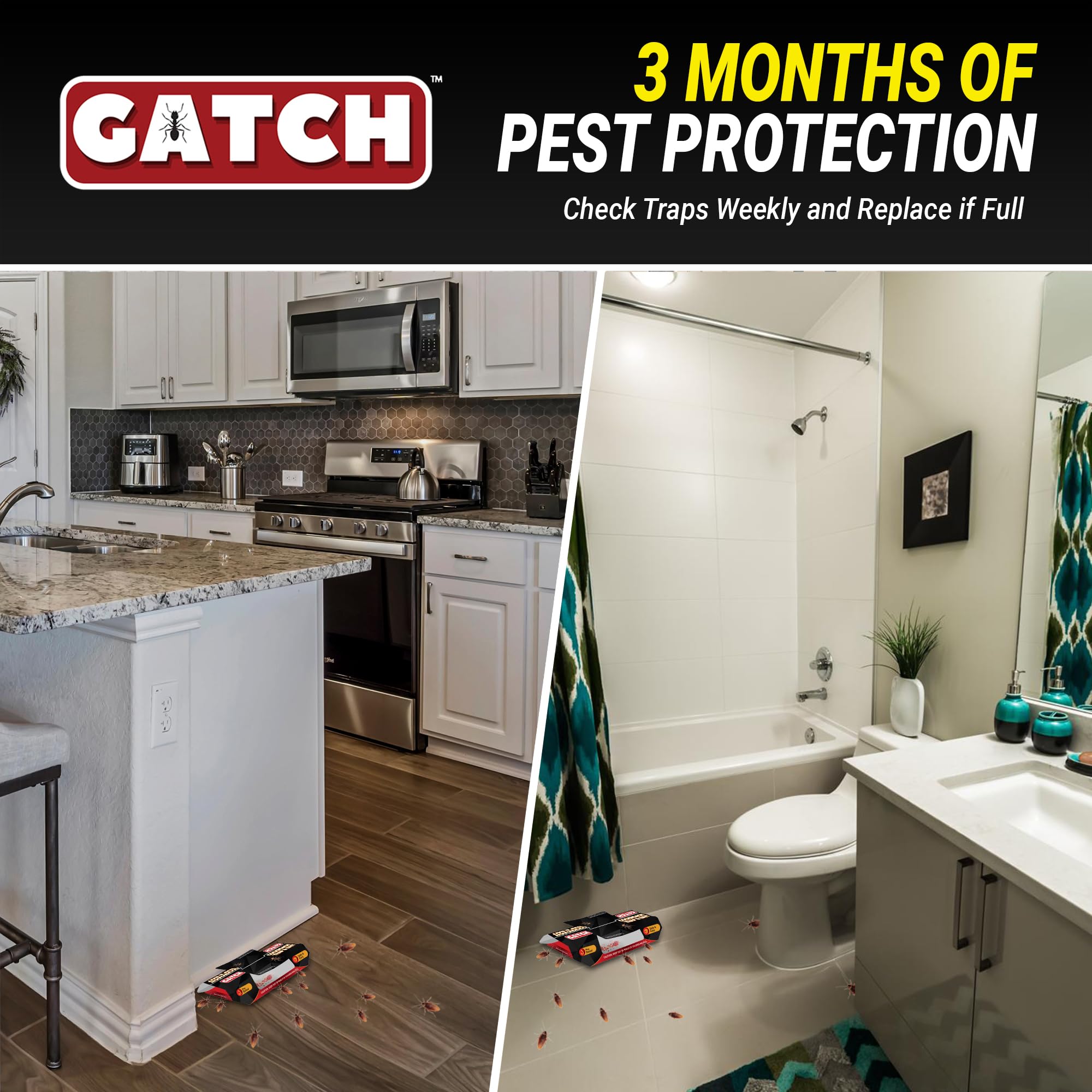 GATCH Roach Traps easy setup shown for quick deployment.